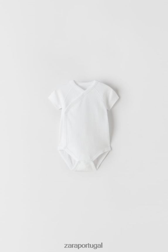 pacote de três bodys de sobrepeliz de manga curta crianças Zara branco Z2080L1575 roupas