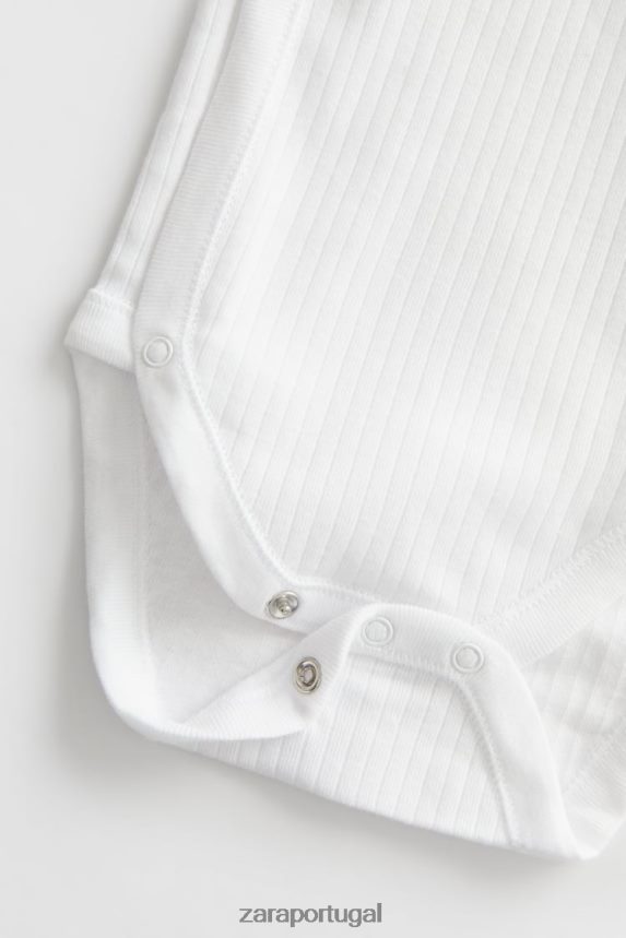 pacote de três bodys de sobrepeliz de manga curta crianças Zara branco Z2080L1575 roupas