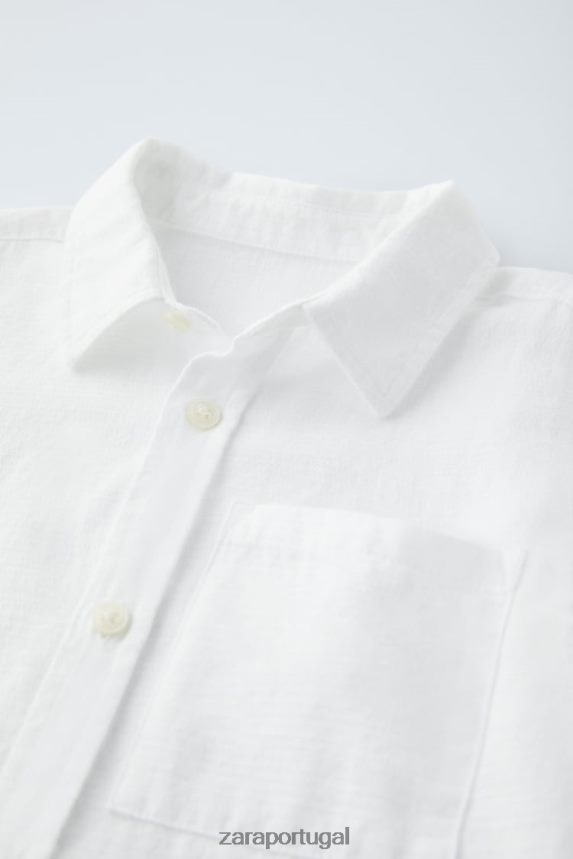 camisa básica crianças Zara branco Z2080L1605 roupas