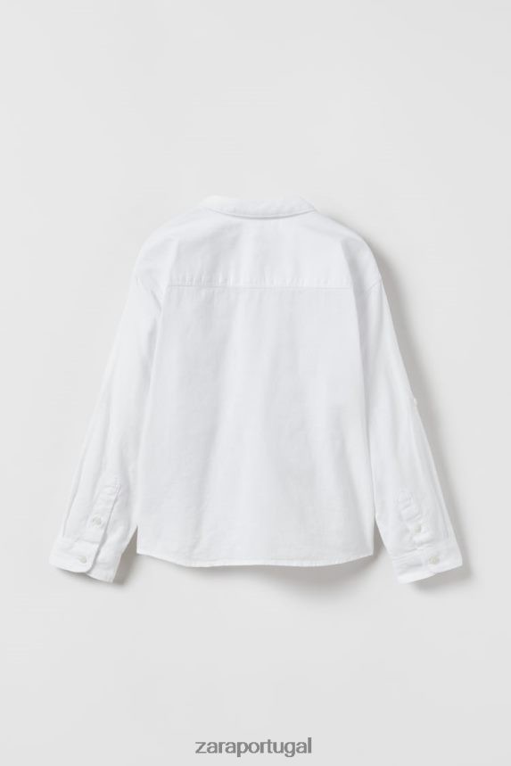 camisa mistura de linho crianças Zara branco Z2080L1618 roupas