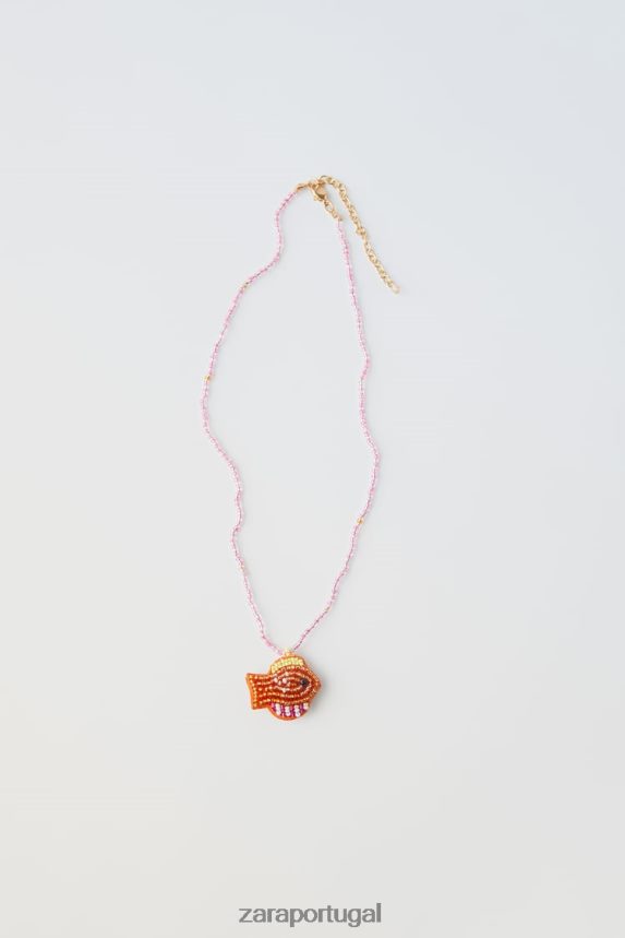 colar de contas de peixe crianças Zara laranja Z2080L1604 roupas