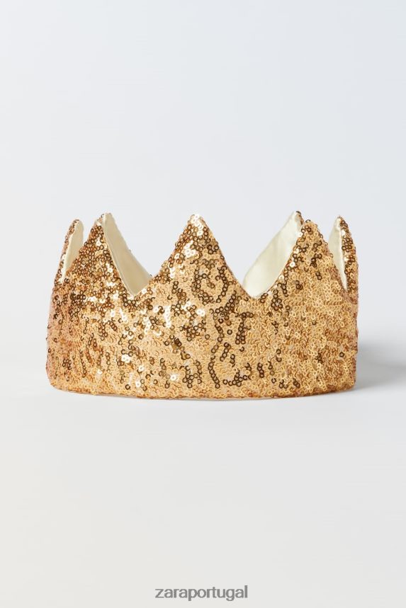 coroa de fantasia de lantejoulas crianças Zara dourado Z2080L1597 roupas