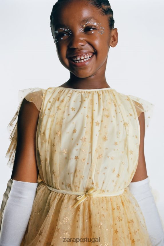 fantasia de fada com strass crianças Zara dourado Z2080L1596 roupas