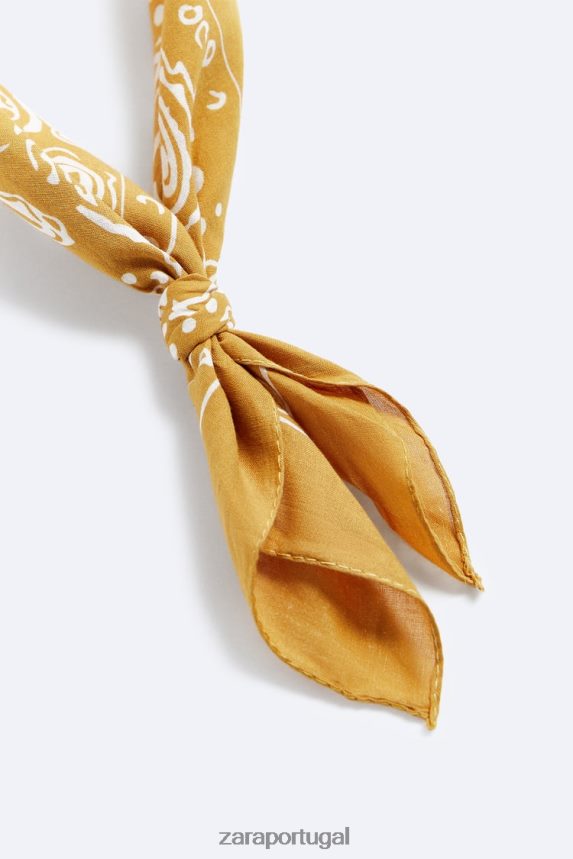 bandana estampa paisley homens Zara mostarda Z2080L1395 acessórios