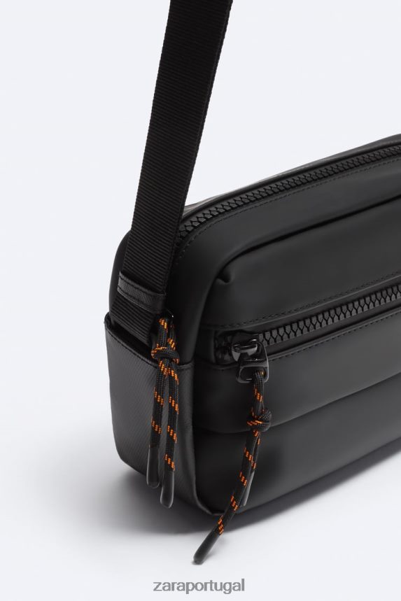bolsa crossbody emborrachada homens Zara preto Z2080L1333 acessórios