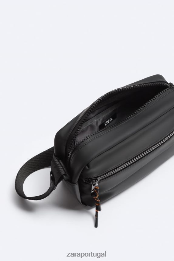 bolsa crossbody emborrachada homens Zara preto Z2080L1333 acessórios