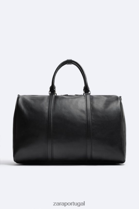 bolsa de couro macio homens Zara preto Z2080L1349 acessórios