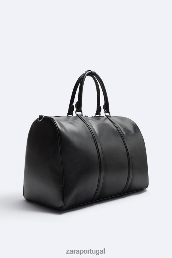bolsa de couro macio homens Zara preto Z2080L1349 acessórios