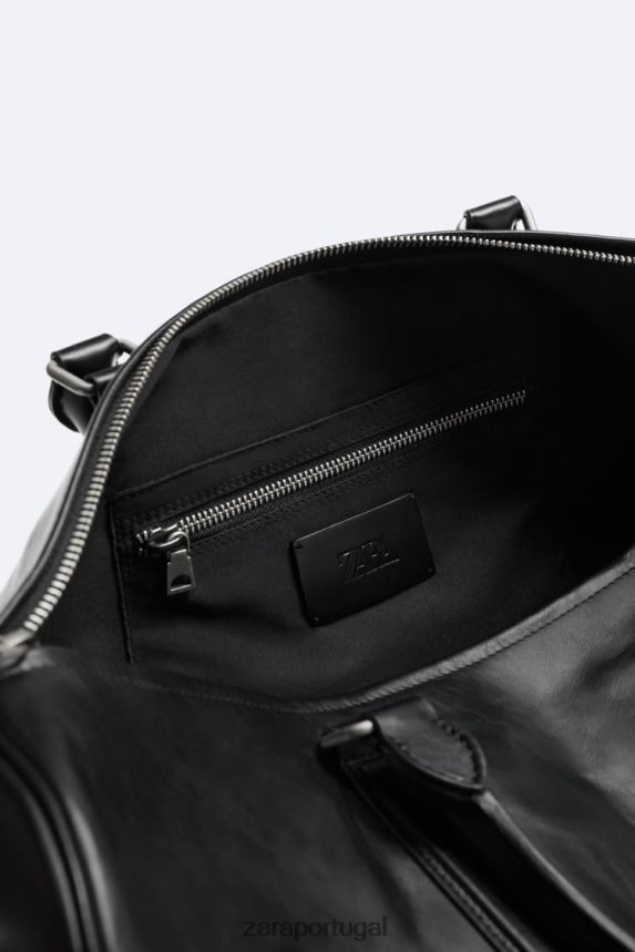 bolsa de couro macio homens Zara preto Z2080L1349 acessórios