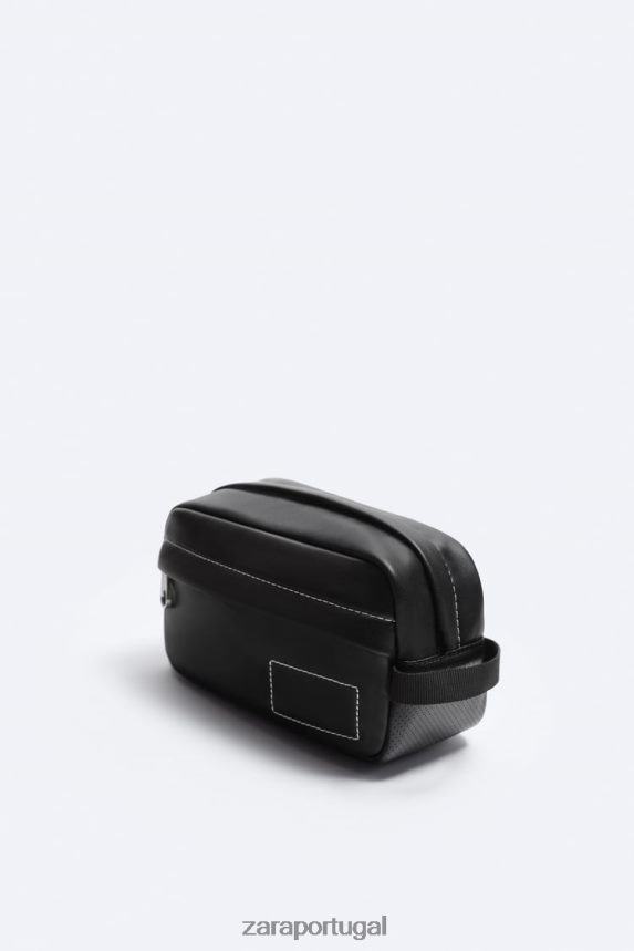 bolsa de lavagem com pesponto homens Zara preto Z2080L1321 acessórios