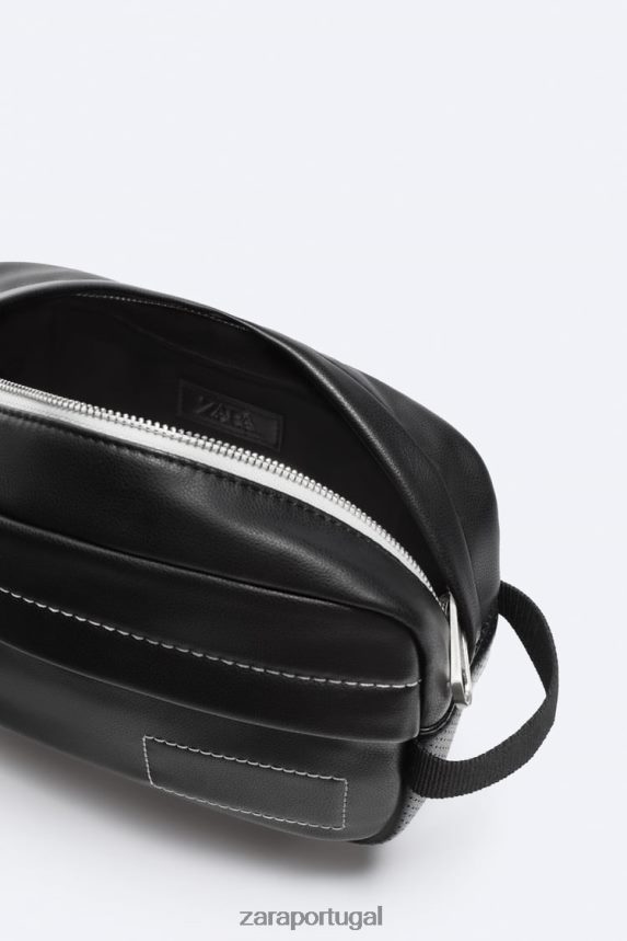 bolsa de lavagem com pesponto homens Zara preto Z2080L1321 acessórios