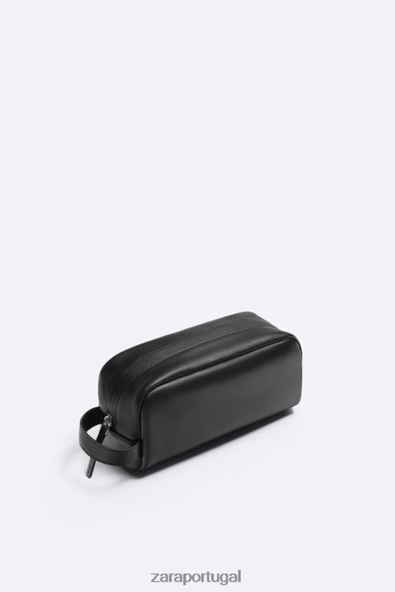 bolsa de lavagem em couro napa homens Zara preto Z2080L1284 acessórios