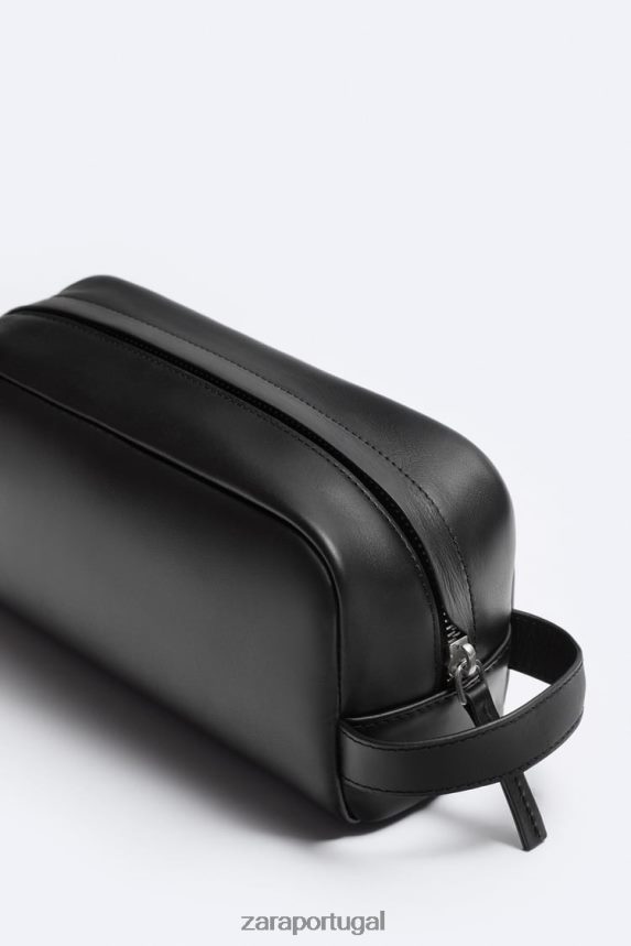 bolsa de lavagem em couro napa homens Zara preto Z2080L1284 acessórios