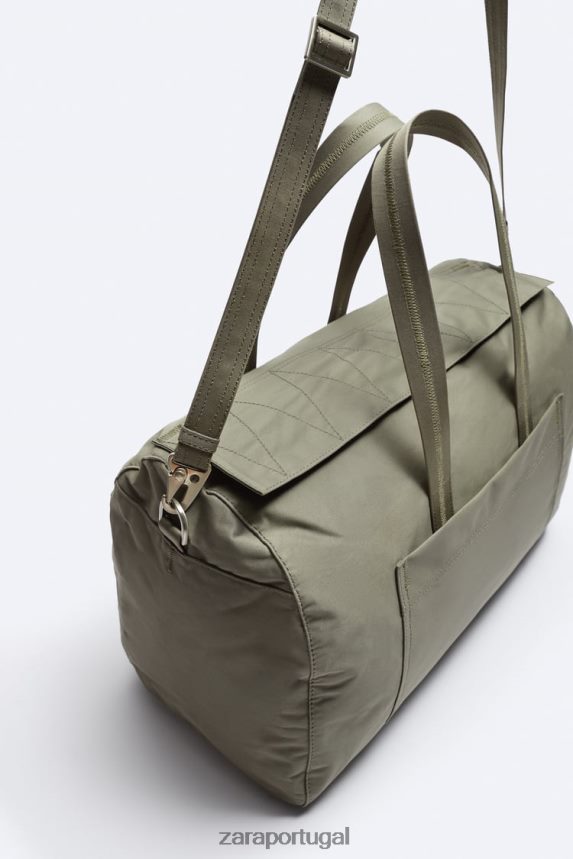 bolsa de lona homens Zara verde cáqui Z2080L1290 acessórios