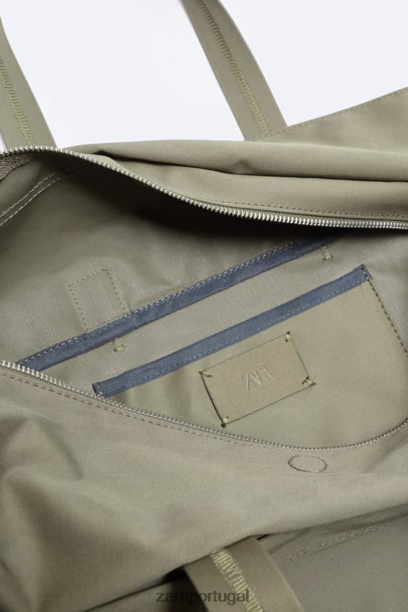 bolsa de lona homens Zara verde cáqui Z2080L1290 acessórios