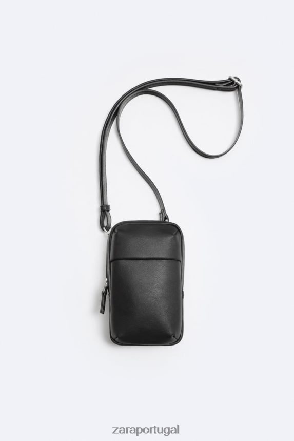 bolsa macia para telefone homens Zara preto Z2080L1309 acessórios