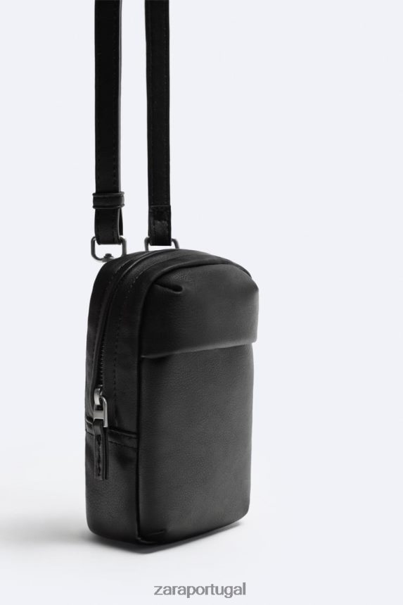 bolsa macia para telefone homens Zara preto Z2080L1309 acessórios