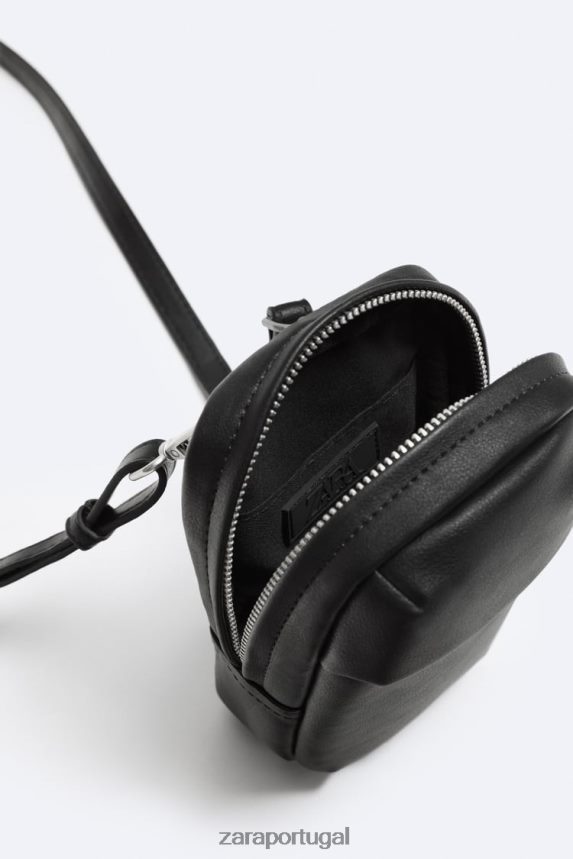 bolsa macia para telefone homens Zara preto Z2080L1309 acessórios