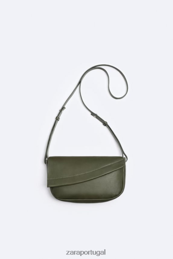bolsa transversal de couro homens Zara verde Z2080L1330 acessórios