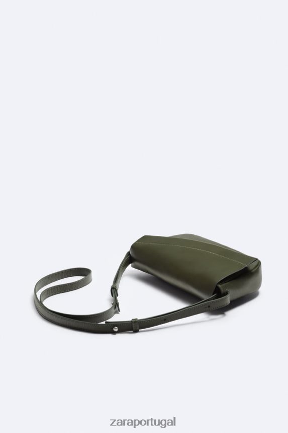 bolsa transversal de couro homens Zara verde Z2080L1330 acessórios