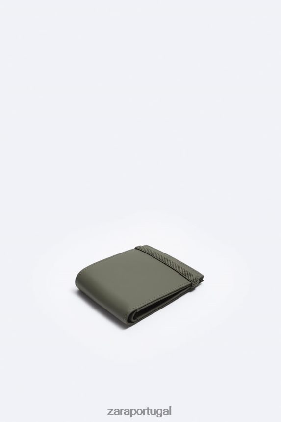 carteira bifold emborrachada homens Zara verde cáqui Z2080L1342 acessórios