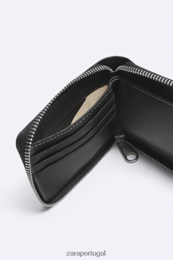 carteira com zíper homens Zara preto Z2080L1345 acessórios