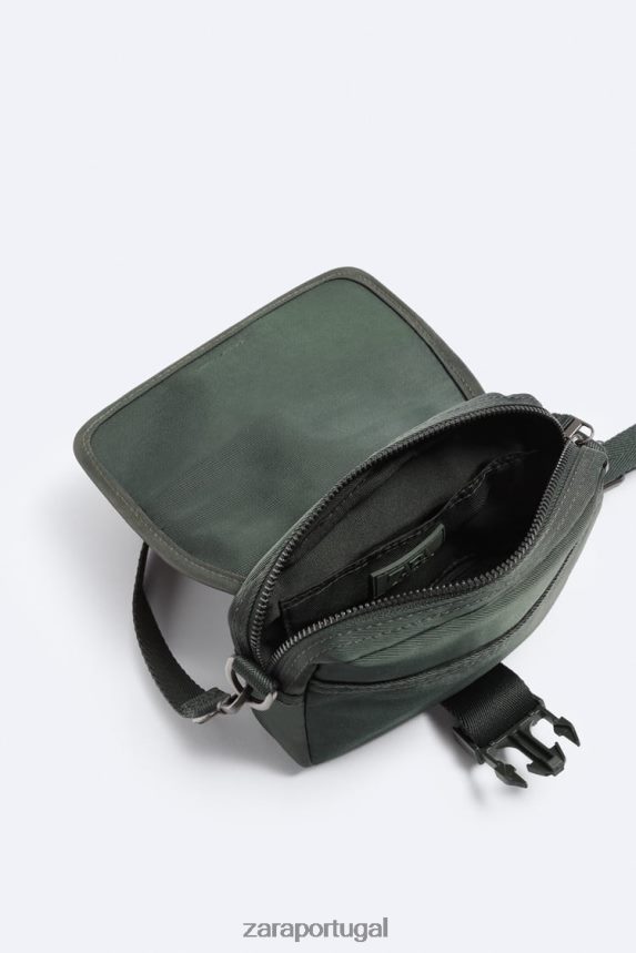 mini bolsa crossbody de nylon com porta moedas homens Zara verde Z2080L1346 acessórios