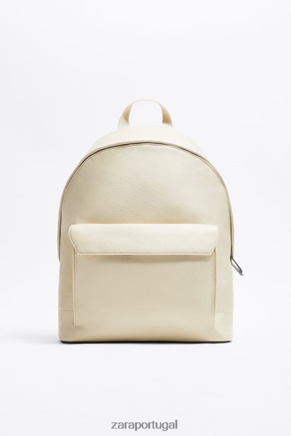 mochila com aba granulada homens Zara osso branco Z2080L1315 acessórios