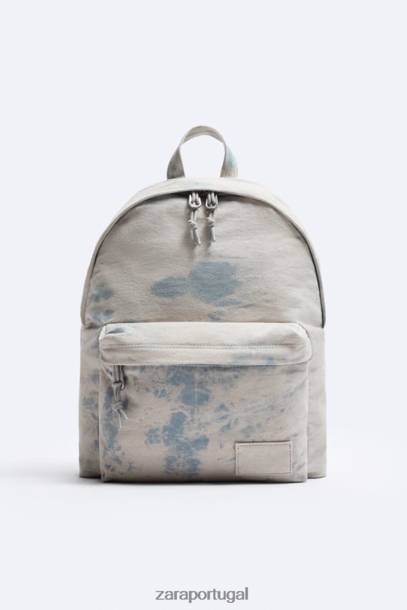 mochila de lona lavada tie-dye homens Zara azul Z2080L1293 acessórios