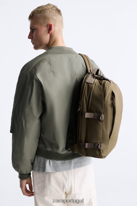 mochila multibolsos homens Zara marrom arenoso Z2080L1317 acessórios