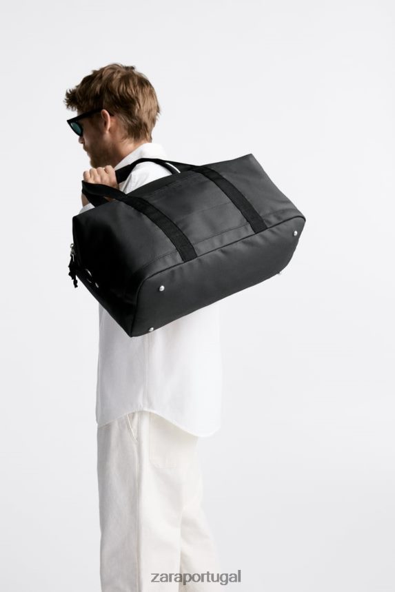 mochila texturizada homens Zara preto Z2080L1288 acessórios