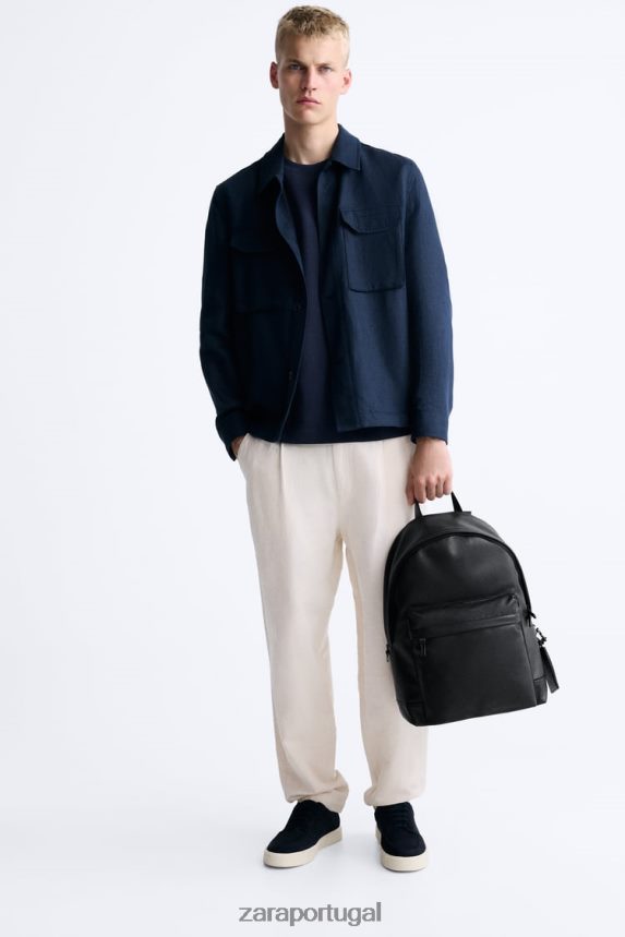 mochila texturizada homens Zara preto Z2080L1338 acessórios