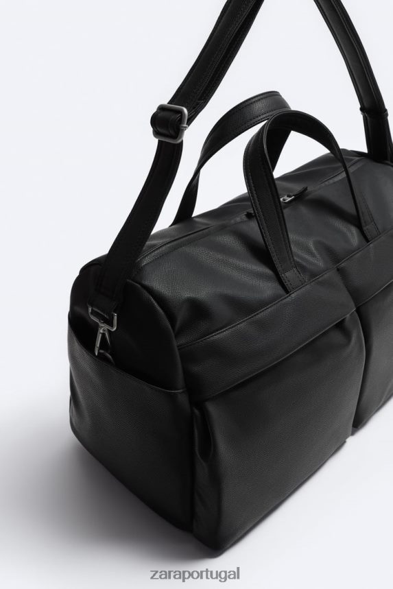 mochila texturizada homens Zara preto Z2080L1339 acessórios