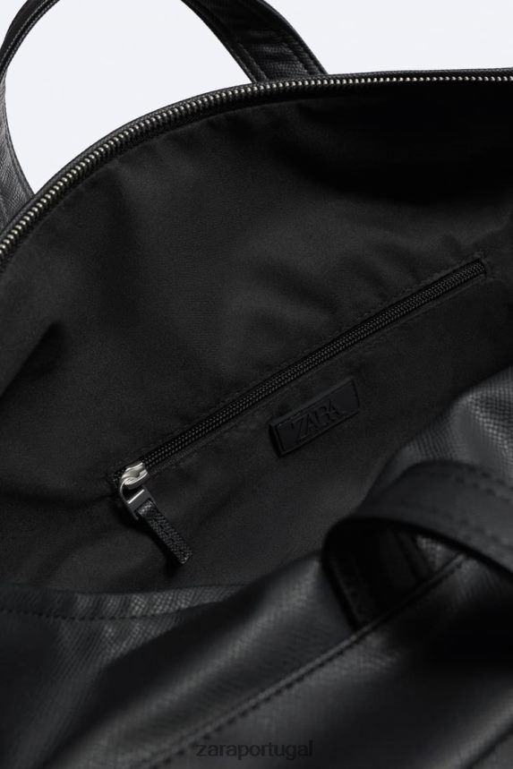mochila texturizada homens Zara preto Z2080L1339 acessórios