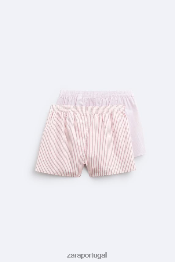 pack de dois boxers de popelina às riscas homens Zara vários Z2080L1417 acessórios