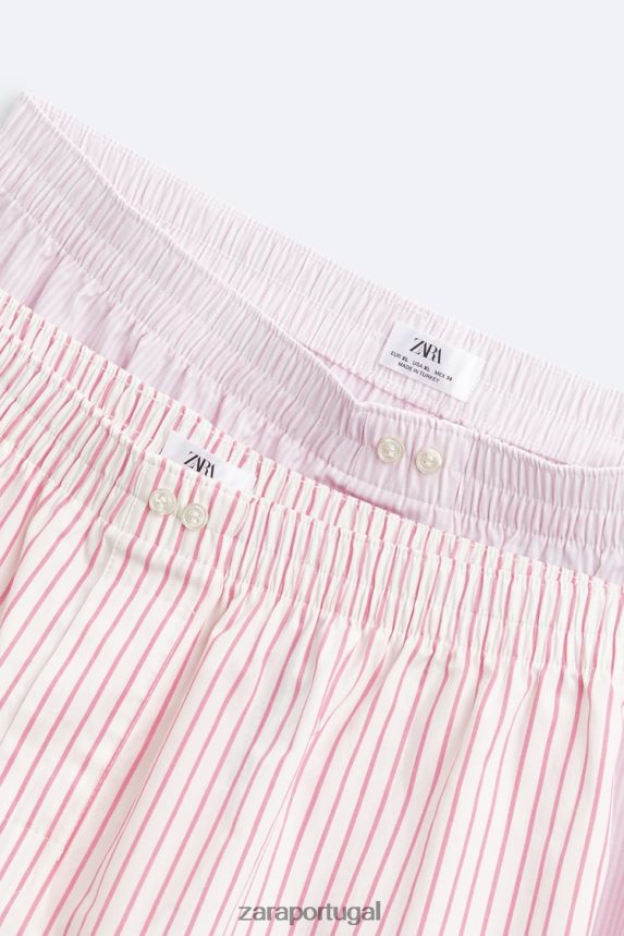 pack de dois boxers de popelina às riscas homens Zara vários Z2080L1417 acessórios