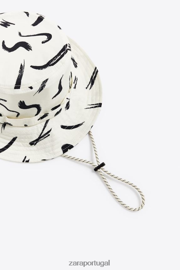 chapéu bucket com estampa abstrata homens Zara cru Z2080L1444 acessórios
