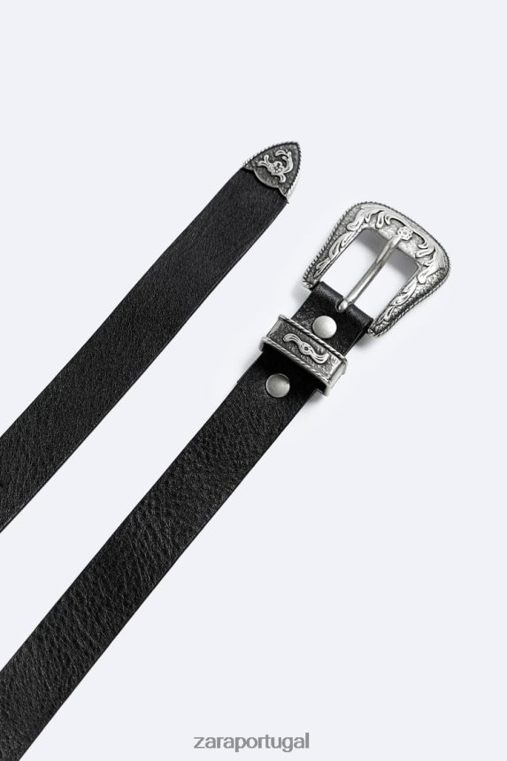 cinto de couro homens Zara preto Z2080L1464 acessórios
