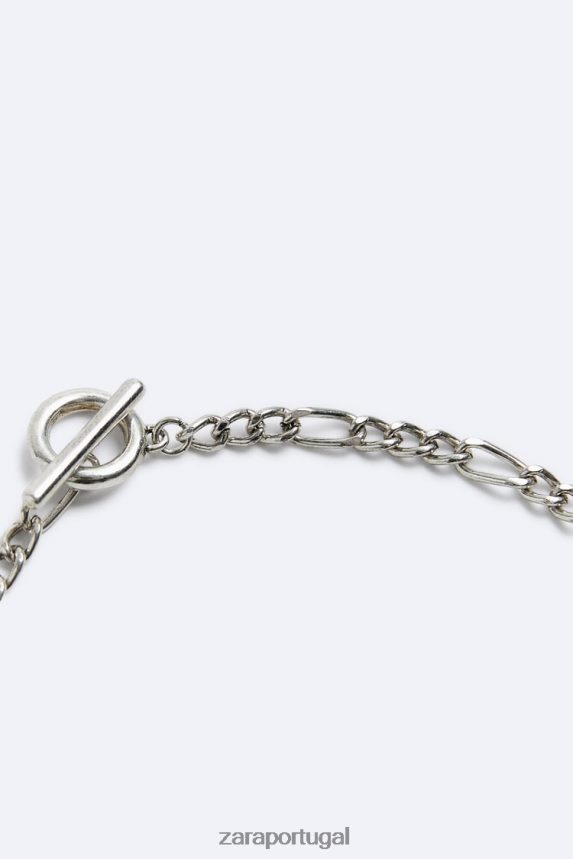corrente de elos de metal homens Zara prata Z2080L1497 acessórios