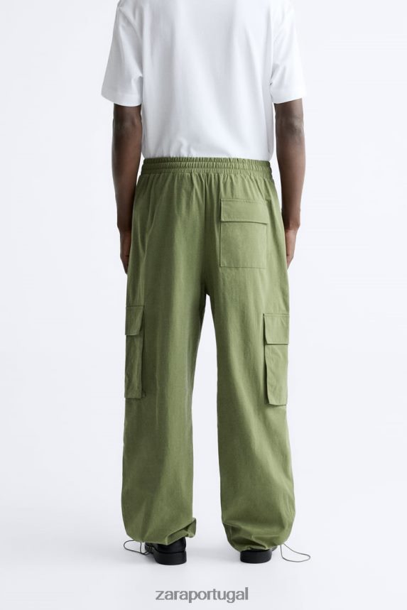 calça cargo técnica homens Zara cáqui escuro Z2080L964 roupas