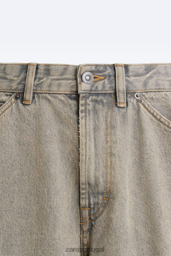 calça jeans cargo utilitária homens Zara cinza/bege Z2080L956 roupas