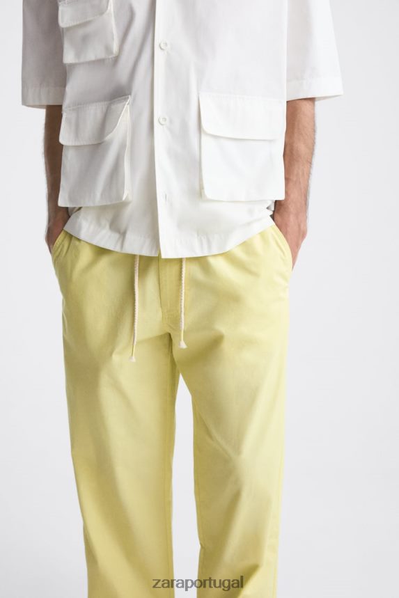 calça jogger cintura homens Zara verde limão Z2080L962 roupas