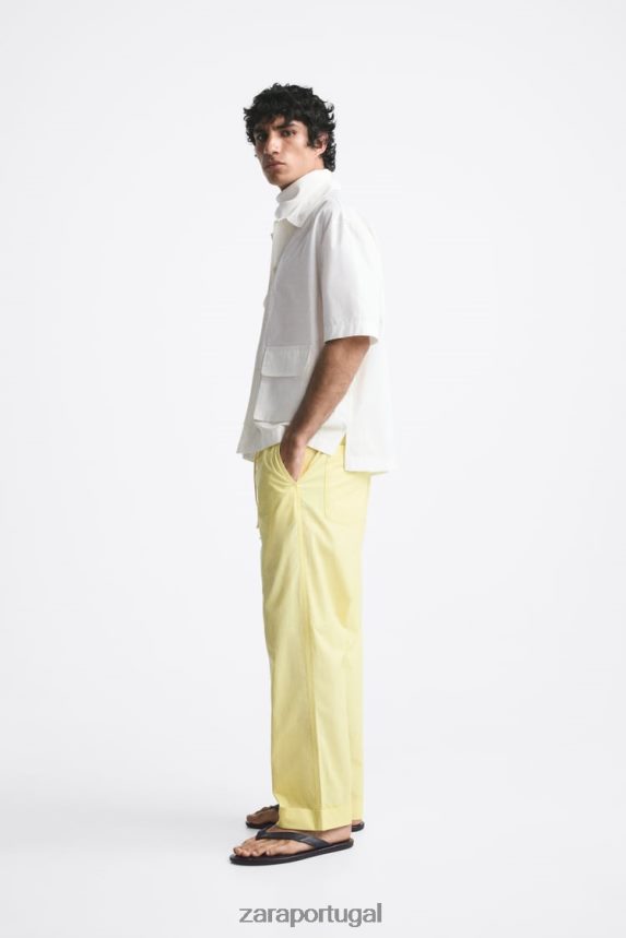 calça jogger cintura homens Zara verde limão Z2080L962 roupas