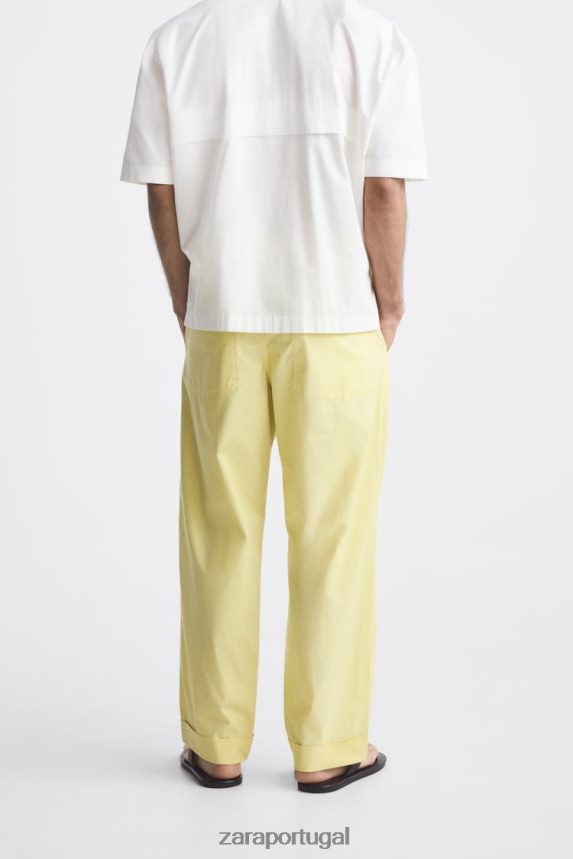 calça jogger cintura homens Zara verde limão Z2080L962 roupas
