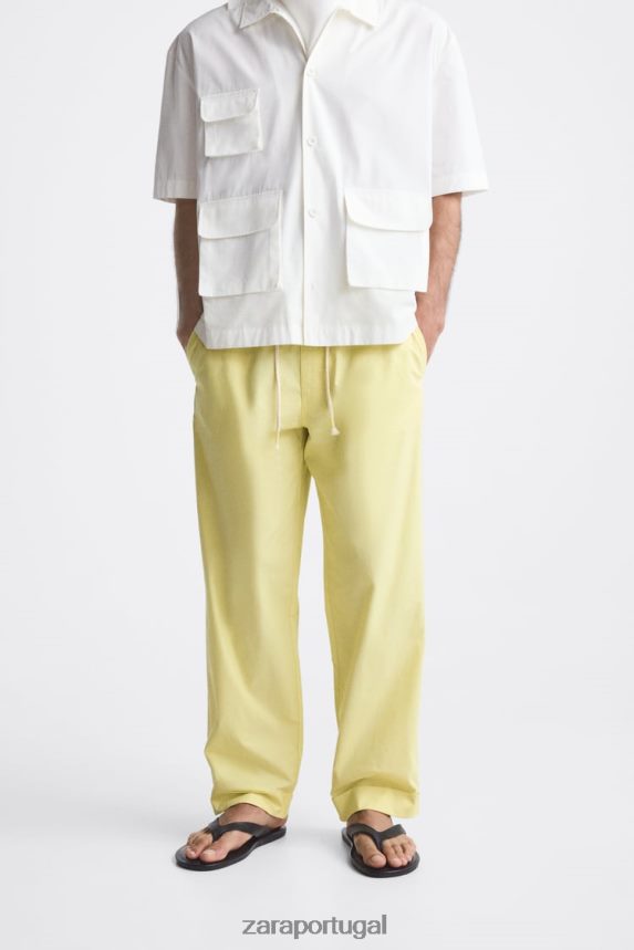 calça jogger cintura homens Zara verde limão Z2080L962 roupas