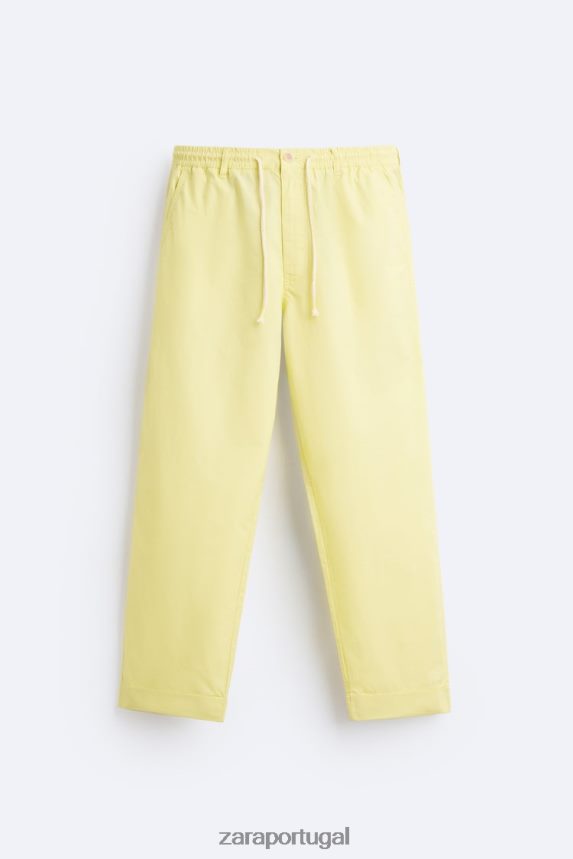 calça jogger cintura homens Zara verde limão Z2080L962 roupas