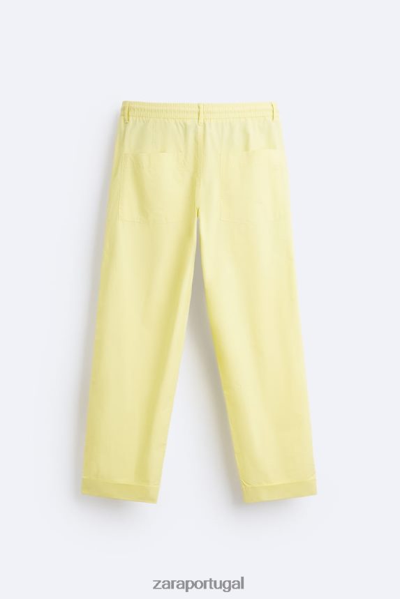 calça jogger cintura homens Zara verde limão Z2080L962 roupas
