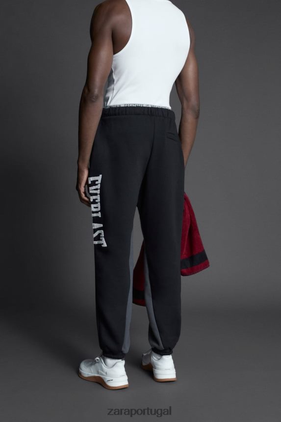 calça jogging everlast colorblock homens Zara preto Z2080L947 roupas