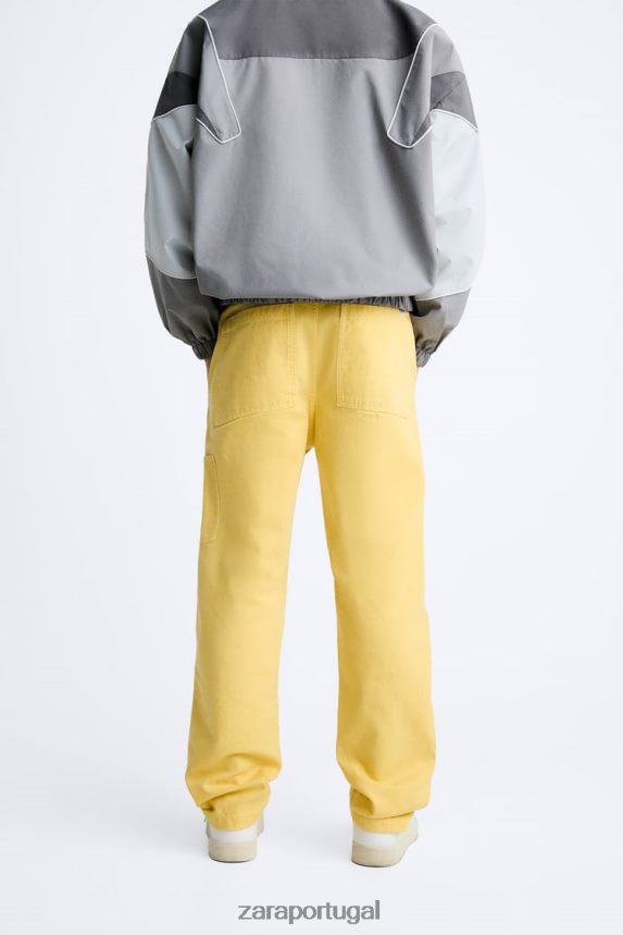 calças de bolso de carpinteiro homens Zara amarelo Z2080L954 roupas
