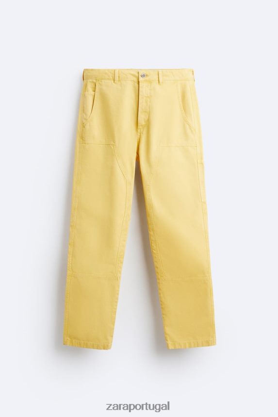 calças de bolso de carpinteiro homens Zara amarelo Z2080L954 roupas